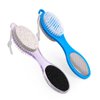 Fangze Pumice Stone Brush for Feet - 2 Pack Foot Brush Scrubber 4 in 1 Foot File Pedicure Paddle Kit for Foot Care (Lilac and Blue)