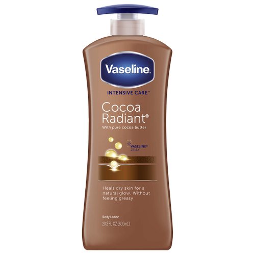Vaseline Intensive Care hand and body lotion with Pure Cocoa Butter Cocoa Radiant Heals Dry Skin to Renew Its Natural Glow 20.3 oz