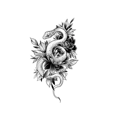 Temporary Tattoos Stickers Fake Body Arm Chest Shoulder Tattoos for Men or Women (Viper)