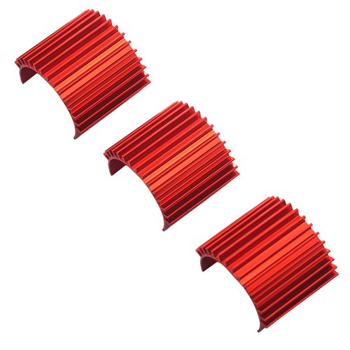 3Pack Vgoohobby Aluminum 370 380 Brushless Brushed Electric Motor Heat Sink Heatsink Cooling Compatible with 1/16 1/18 HSP HPI Wltoys Himoto Redcat Traxxas 1/16 RC Car Boat Truck (Red)