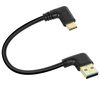 GELRHONR Gold Plated Short Left Angle USB Type C Cable, 90 Degree 18W Fast Charging USB A to USB C Cable (Black-Left-0.25M-Gold Plated)