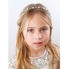 SWEETV Flower Girl Headpiece Silver Pearl Girls Headband for Wedding Princess Hair Accessories for Birthday Party, First Communion