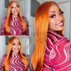 Sapphirewigs Orange Wig Long Natural Straight Wave Wigs Synthetic Lace Front Hair Replacement Wigs Beauty Blogger Daily Makeup Cosplay Ginger Wig for Women Halloween Costumes Wigs