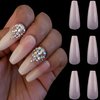 LuckForever 500pc Painted Coffin Press on Nails Full Cover Beige Nude False Nails Ballerina Shaped Acrylic Nail Tips Women Teen Girls Decor for Salon and Home DIY (Nude)