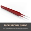 Ingrown Hair Tweezers | Pointed Tip | Red | Precision Stainless Steel | Extra Sharp and Perfectly Aligned for Ingrown Hair Treatment & Splinter Removal For Men and Women | By Tweezees