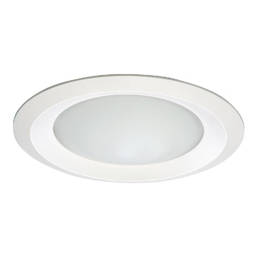 HALO E26 Series 6 in. White Recessed Ceiling Light Fixture Trim with Frosted Glass Lens, Wet Rated Shower Light