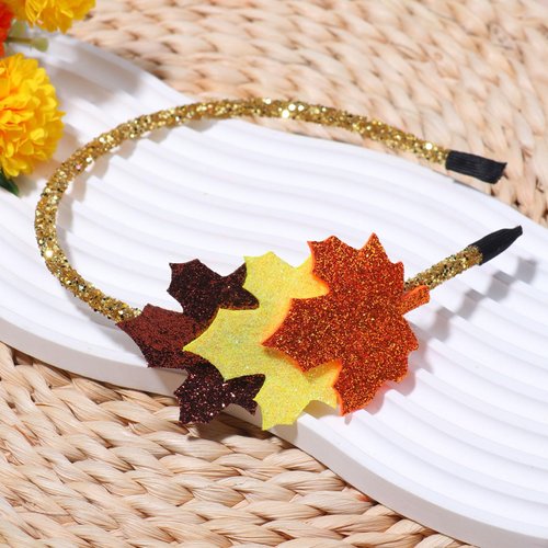 FULANSI Fall Maple Leaf Headband Sparkly Maple Leaves Hair band Glitter Orange Yellow Hair Hoop Thanksgiving Hair Accessory for Women Girls Autumn Harvest Festival Party Decoration Supplies