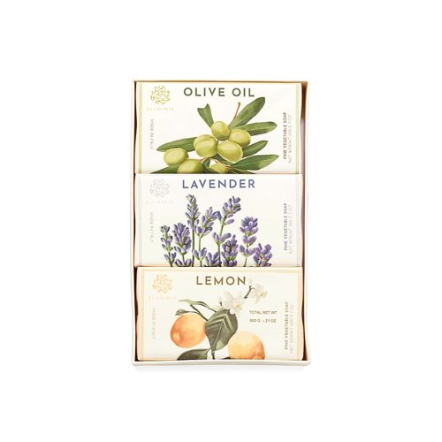 Alchimia 3pc Italian Vegetable Soap Olive Oil Lavender Lemon Bar Set 7 Oz Each