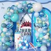 Ocean Under the Sea Balloon Garland, Blue Shark Balloon Arch Kit, Light Aqua Blue Latex Helium Balloons Metalic Blue Dolphin Shark Balloons for Shark Ocean Baby Shower Birthday Party Decorations