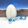 3D Printed Dragon with Dragon Egg, Full Articulated Gemstone Dragon, White and Blue Gemstone Dragon, Executive Desk Toy, Fidget Toys for Autism/ADHD D063WB