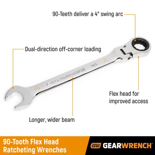 GEARWRENCH 8mm 4 Degree Swing Arch 12 Point Flex Head Ratcheting Combination Wrench - 86708