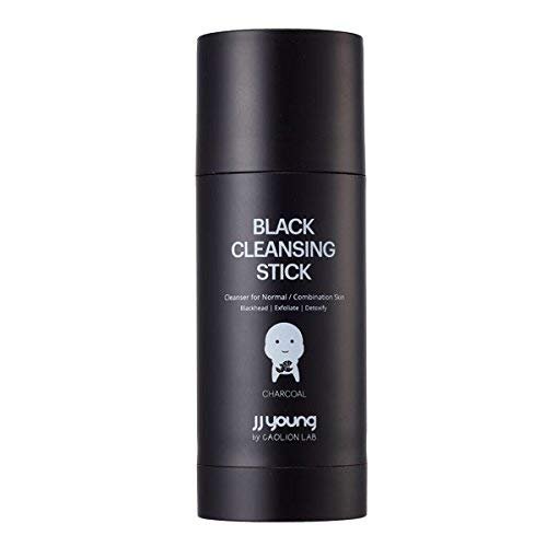 JJ YOUNG Black Cleansing Stick - Cleanses Make-up, Removes Micro Dust and Blackheads with Charcoal, Transforms from Balm to Oil to Foam Cleanser for Sensitive Skin - 1.76 oz.