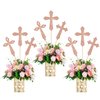 12 Pack Cross Centerpiece Sticks Glitter God Bless Christianity Table Centerpiece Sticks for Religious Theme Baby Shower First Holy Communion Party Supplies Rosegold