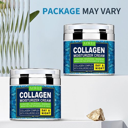 AIWEI Face Moisturizer Collagen Cream - Moisturizing, Hydrating & Recovery - Day Night Face Cream with Retinol and Hyaluronic Acid for Men & Women - 1.7 oz