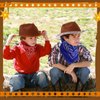 24 Pieces Western Cowboy Hat Set, Felt Cowboy Themed Party Hats with Paisley Bandanas for Adult Kids Cowboy Costume Party (Brown, Red, Blue)