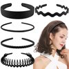 SuPoo 5pcs Black Zig Zag Headbands Plastic Headbands for Women Non Slip Hard Hair Comb Head Bands with Teeth Various Women’s Headbands Comfortable Hair Bands Cute Hair Accessories