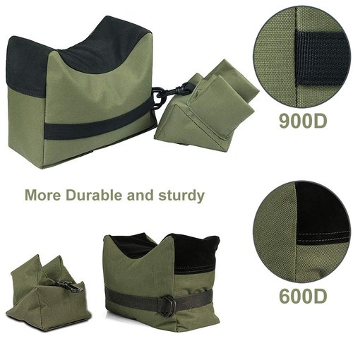 Twod Shooting Rest Bag Front and Rear Bag Support SandBag Stand Holders with 900 Denier Durable Construction and Water Resistance for Gun Rifle Outdoor Shooting and Hunting - Army Green