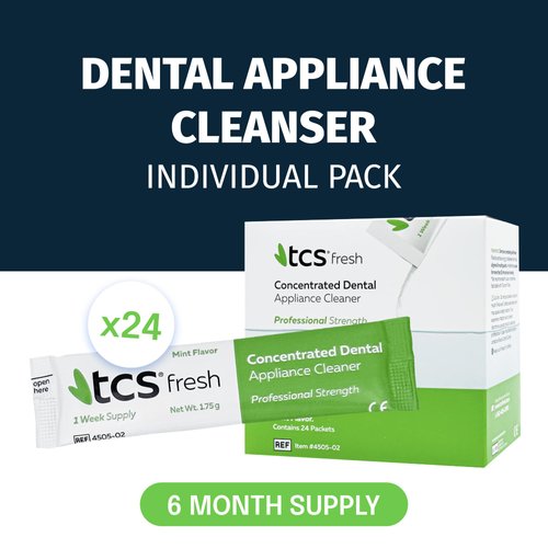 TCS Fresh Dental Appliance Cleaner - 24 Count - Professional Strength Concentrated Cleaner for Flexible Partials - Retainer Cleaner, Denture Cleaner, and Dental Night Guard Cleaner