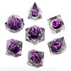 FONVGOGO Sharp Edge Resin Dice Set, Liquid Core DND Dice, Dragon Eye Dice Set D&D Dungeons and Dragons Dice Polyhedral Beholder's Ttrpg Die Role Playing RPG D and D Dice (Light Purple)