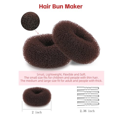 Asltw 30 Pieces Hair Bun Shaper Set - Donut Hair Rings, Sock Buns, Black Magic Twist Styling Accessories for DIY Hairstyles for Girls & Women (Brown)