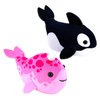 ZhuZhu (Narwhal + Orca) Fish 2-Pack B | Small Stuffed Animals with Motor Inside Suitable for Ocean Party Favors | Batteries Required