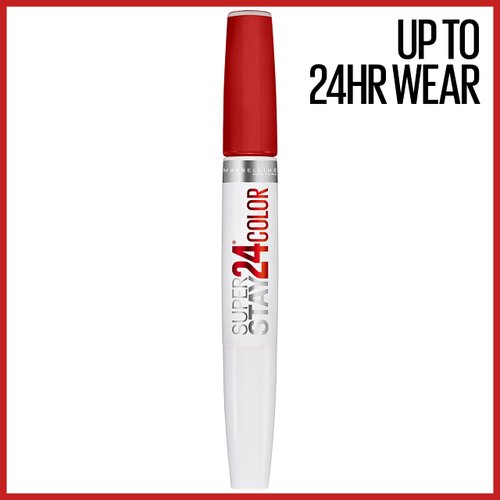 MAYBELLINE Super Stay 24, 2-Step Liquid Lipstick Makeup, Long Lasting Highly Pigmented Color with Moisturizing Balm, Keep It Red, Red, 1 Count