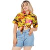 LA LEELA Button Down Shirt for Women Casual Summer Beach Party Colorful Blouses Shirt Blouse Short Sleeve Tropical Vacation Dress Shirts Tank Top Women XL Palm Tree View, Orange