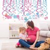 Kristin Paradise 30Ct Gender Reveal Hanging Swirl Decorations - Boy or Girl Party Supplies - Baby Revealing Theme Decor Ideas - He or She Favors Kit