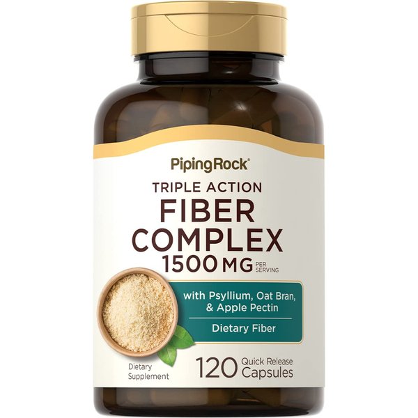 Piping Rock Fiber Complex | 1500mg | 120 Capsules | Triple Action Fiber | with Psyllium, Oat Bran and Apple Pectin | Non-GMO Supplement