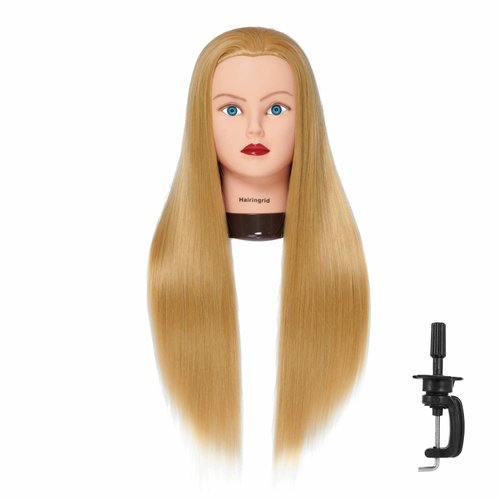 Hairingrid 26"-28" Mannequin Head Hair Styling Training Head Manikin Cosmetology Doll Head Synthetic Fiber Hair and Free Clamp Holder (R71919W2720)