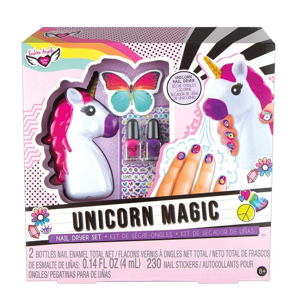 Fashion Angels Unicorn Magic Nail Kit With Nail Polish, and Nail Dryer 12128, Manicure Kit for Girls, Ages 8 and Up kids , Pretty Pedi Spa Gift Set