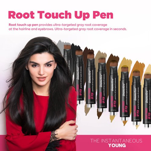 immetee Hair Root Touch Up Pen - Instant Gray Hair Coverage and Hairline Concealer Brush. 7ml/0.23fl oz (Dark Yellow)