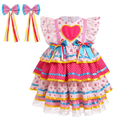 IBTOM CASTLE Princess Dress Up Clothes: Girl Festa Junina Themed Party Supply Carnival Costume Fl...