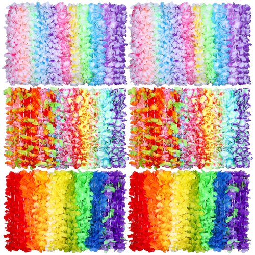 HOBBY HORSE 24 Pieces Hawaiian Leis Tropical Flower Necklace Hawaiian Colorful Garland Party Decorations for Tropical Hawaiian Party Luau Party Beach Party Favor Supplies