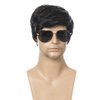Short Male Black Wig Straight Synthetic Wigs Men Short Natural Black Hair Wig with High Temperature Fiber for Daily Use Fashion Hairstyle Fake Hair