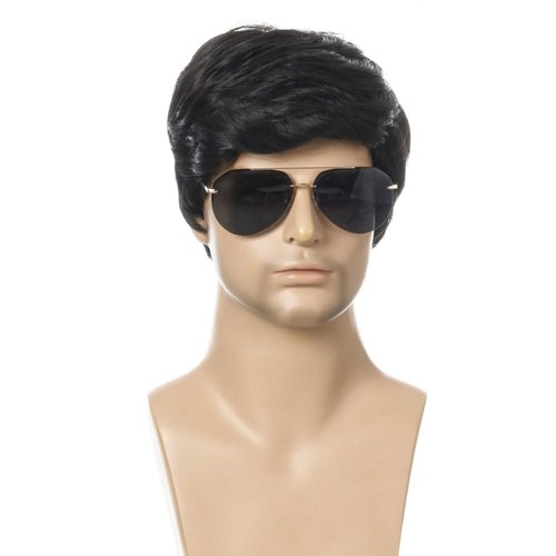 Short Male Black Wig Straight Synthetic Wigs Men Short Natural Black Hair Wig with High Temperature Fiber for Daily Use Fashion Hairstyle Fake Hair