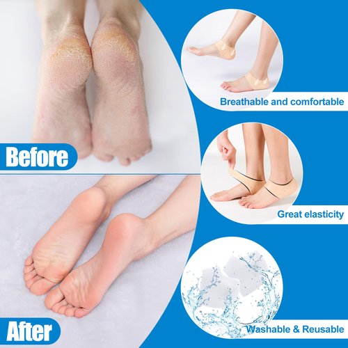 MADHOLLY 5 Pairs Silicone Heel Protectors- Breathable Heel Gel Heel Cushions for Cracked Heel- Heel Cups Heel Cover for Heel Repair Women Men