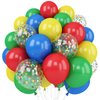 Red Blue Yellow Green Balloon Set, 12 Inch Carnival Circus Party Balloon Red Blue Green Yellow Helium Balloons Confetti Latex Balloon for Video Game Party Rainbow Kid Birthday Party Carnival Circus