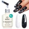 beetles Gel Polish Glitter Top coat Gel Polish 15ml Reflective Silver Mix Glitter Shiny Gel Nail Polish No Wipe Uv Gel Top Coat Nail Decoration Nail Art Sparkle Manicure DIY Home Salon