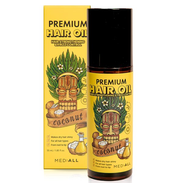 MEDIALL Intensive Hair Oil Serum for Frizzy & Damaged Hair |Hair Regrowth Tonic | Hydrating & Moisturizing Hair Growth Serum w/Coconut, Argan, Avocado, Camellia Seed & Olive Oils (1.85 fl oz)