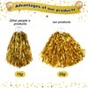 Cheerleading Pom Poms 4 Pack Cheerleader Squad Spirited Fun Pompoms Pom Poms Cheer Poms Hand Flowers Metallic Foil Pompoms for Kids Adults Sports Team Spirit Cheering Party Dance (Gold)