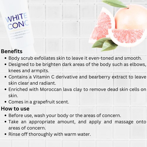 WHITE CONC Body Scrub Cii for Women, 6.3 Ounce, Gommage Exfoliant for Skin Cleaning, Exfoliating, Moisturizing, Exfoliator from Japan