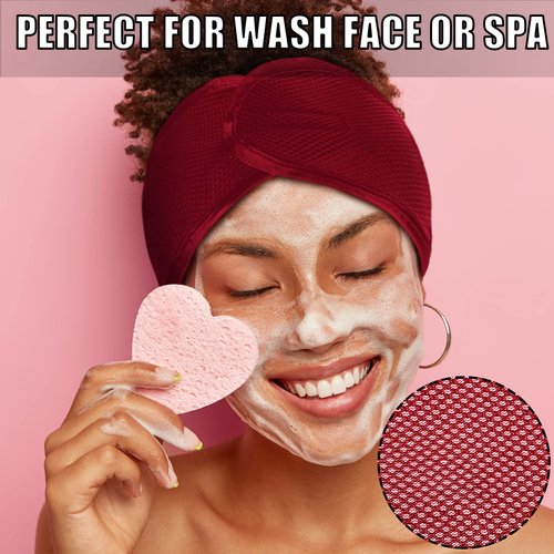 Haysandy 4 Pieces Mesh Hair Wrap for Black Women Mesh Wrap Headband Mesh Wrap Sleeping Wraps for Women's Hair for Face Wash Makeup Hair Accessories Headbands(Black, Wine Red, Khaki, Light Green)