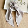 Champagne Silk Hair Scarf with Ribbon Bow Scrunchies for Women Girls, Bow Scrunchies for Hair, Ribbon Hair Ties with Bow, Chiffon Hair Ribbon Long Hair Bands Ties Ponytail Holder