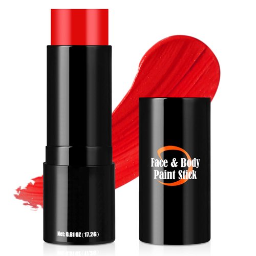 Drawdart Red Face Paint Stick, Portable Eye Black Stick for Sports, Full-coverage Cream Face Paint for Halloween SFX Makeup Cosplay Joker Costume Parties