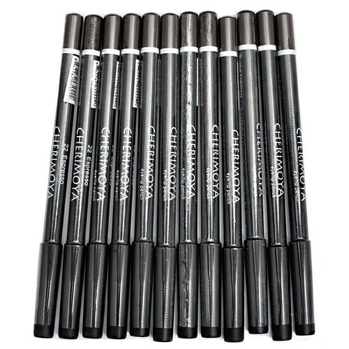 Cherimoya Makeup Eye & Lip Liner Pencil Espresso 12 Pieces