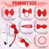 SAWINDA 20Pcs Red Bows Set for Girls Hair School Uniform Bow Headbands Hair Ties Snap Hair Clips Girls Hair Bow Clips Grosgrain Ribbon Hair Bow Clips Accessories for Toddler Little Girls