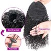 Kinky Curly Drawstring Ponytail Human Hair Extensions 14 inch Afro Curly Drawstring Ponytail Extension for Black Women Remy 10A Grade Brazilian Clip In Pony Tail Hairpiece 120g (14 Inch,Natural Color)