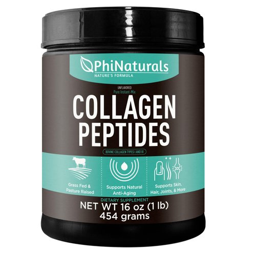 Collagen Peptides Protein Powder Instant-Mix [Unflavored] Hydrolyzed Collagen Supplement – from Pasture-Raised Grass-Fed Bovine Beef Non-GMO Keto & Paleo Friendly Anti-Aging Supplements PhiNaturals