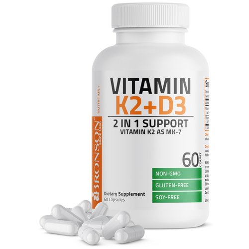 Bronson Vitamin K2 (MK7) with D3 Supplement Non-GMO Formula 5000 IU Vitamin D3 &amp; 90 mcg Vitamin K...